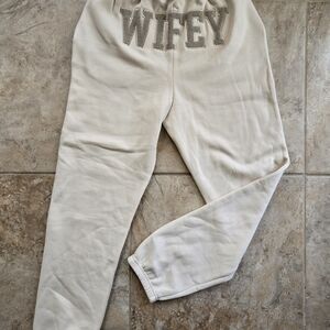 Women's Wifey Cream Sweatpants